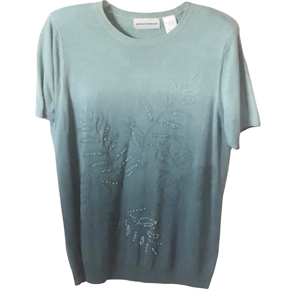 Alfred Dunner women’s green hombre short-sleeved sweater top. Size S